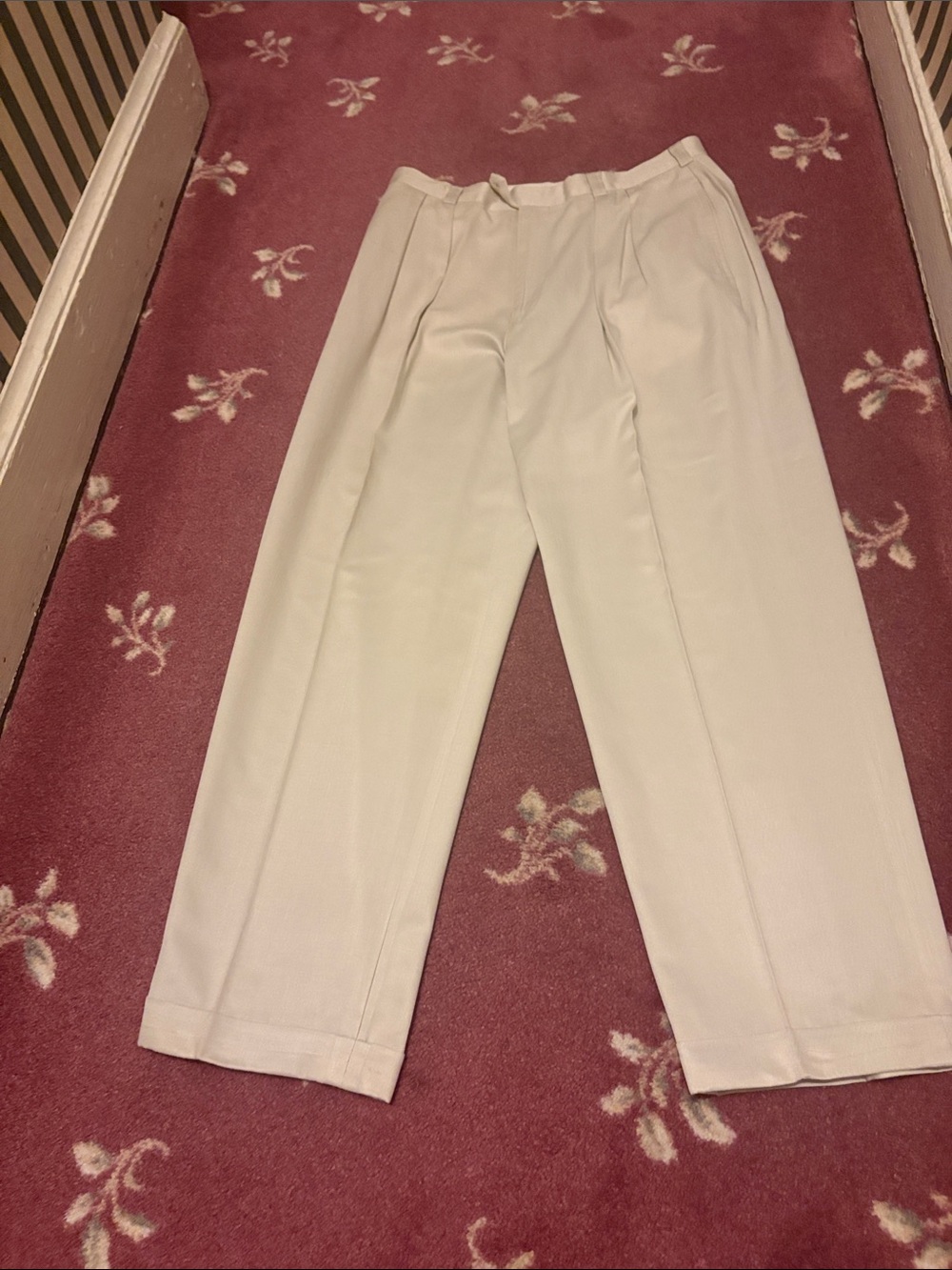 Perry Ellis Men's Pleated Chinos in Light Cream